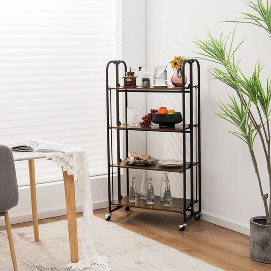 Foldable Rolling Cart with Storage Shelves for Kitchen-4-Tier - Tampa Home & Garden Store