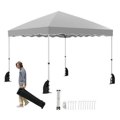 GemGear foldable 10x10 pop up canopy tent with gray fabric and wheeled bag on Tampa Home & Garden Store