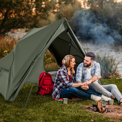 GemGear foldable 2-person camping tent with pop-up shelter in green, portable wheeled bag on Tampa Home & Garden Store