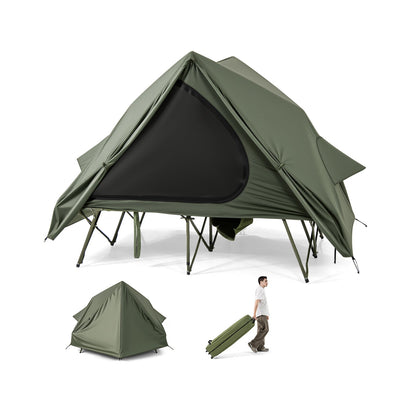 GemGear green foldable 2-person camping cot tent with pop-up shelter and wheeled bag on Tampa Home & Garden Store