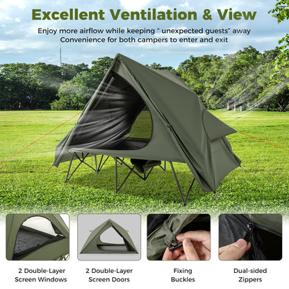 GemGear Foldable 2-Person Camping Cot Tent with Pop-up Shelter, green on Tampa Home & Garden Store