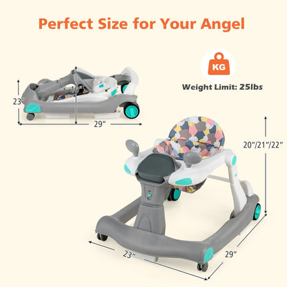 2-in-1 Foldable Activity Push Walker with Adjustable Height