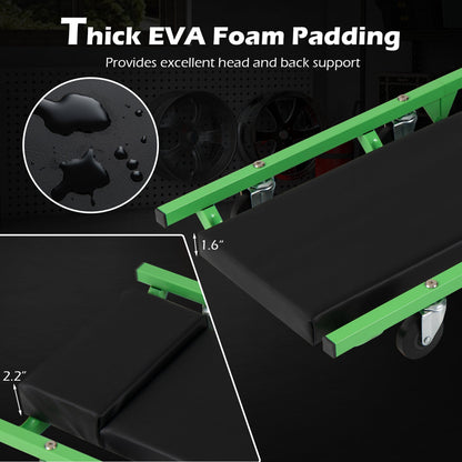 DirectDeals foldable creeper with green frame, black EVA padding and 360° wheels on Tampa Home & Garden Store