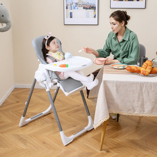Foldable Baby High Chair with Adjustable Height and Relining Seat - Tampa Home & Garden Store