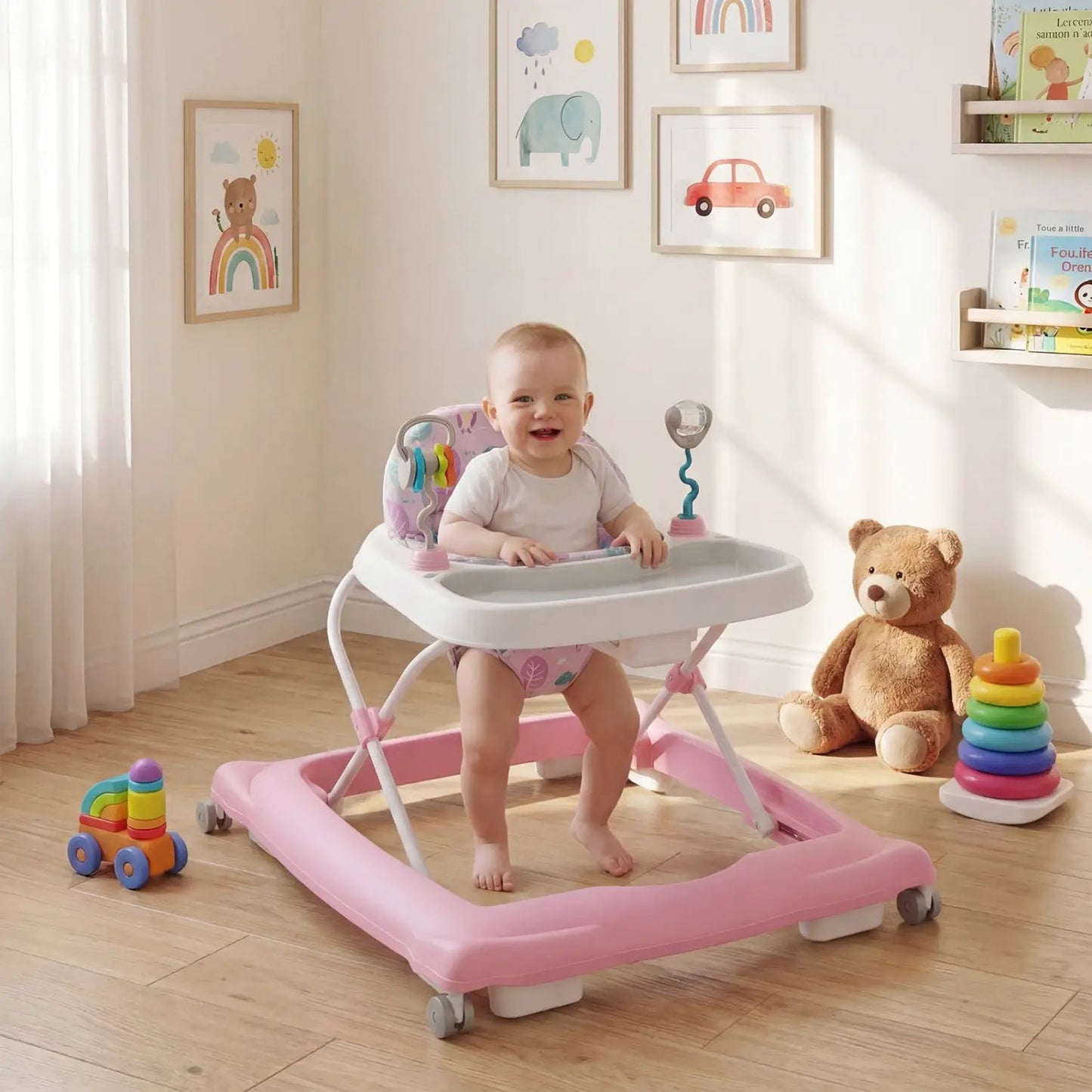 Foldable Baby Walker Removable Seat and Height