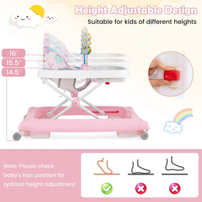 Foldable Baby Walker Removable Seat and Height