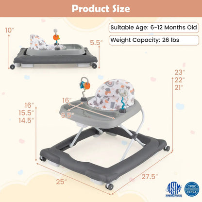 Foldable Baby Walker Removable Seat and Height