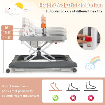 Foldable Baby Walker Removable Seat and Height
