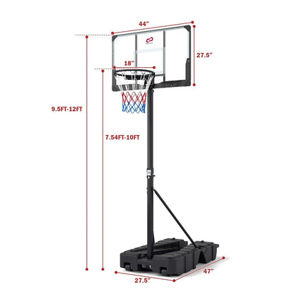 Foldable basketball hoop by DirectDeals with PC backboard, adjustable 7.54–10 ft, wheeled base on Tampa Home & Garden Store