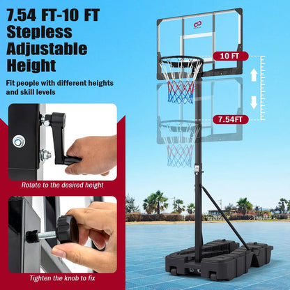 DirectDeals Foldable Basketball Hoop with PC backboard, adjustable 7.54–10 ft height on Tampa Home & Garden Store