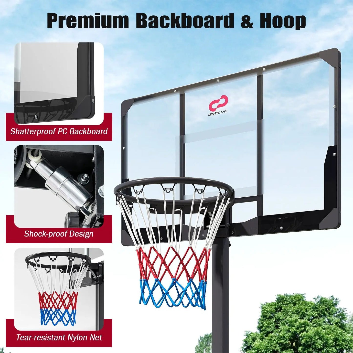 Foldable basketball hoop with PC backboard, adjustable 7.54-10 ft DirectDeals on Tampa Home & Garden Store