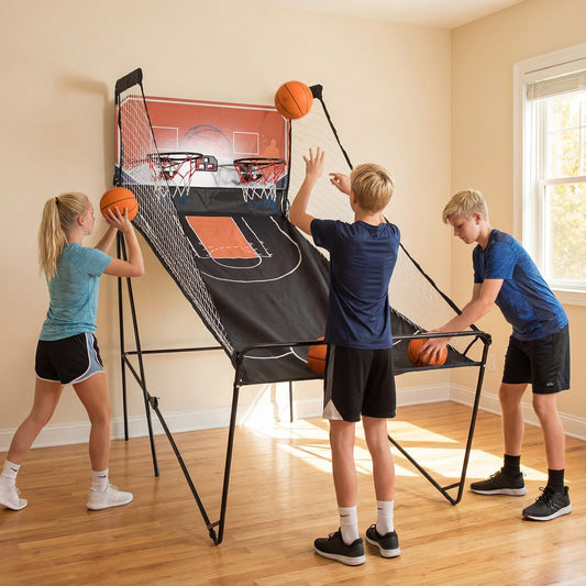 Foldable Basketball Arcade Game Kids Basketball Hoop Machine with 8 Exciting Playing Modes - Tampa Home & Garden Store