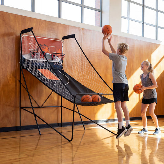 Foldable Basketball Arcade Game Kids Basketball Hoop Machine with 8 Exciting Playing Modes - Tampa Home & Garden Store