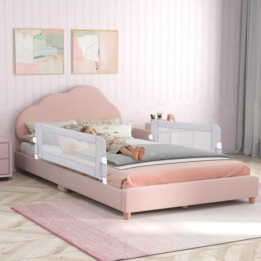 Bed rail DirectDeals foldable swing-down design in light gray on pink kids bed on Tampa Home & Garden Store