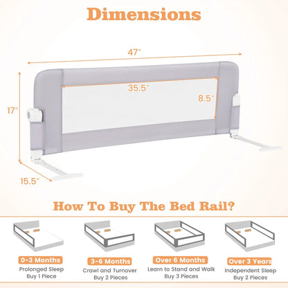 Foldable Bed Rail with Swing Down Design Gray