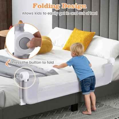 Foldable Bed Rail with Swing Down Design Gray