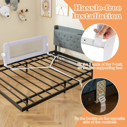 Foldable Bed Rail with Swing Down Design Gray