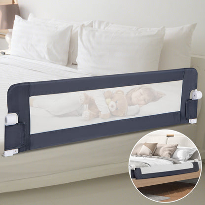 60-Inch Foldable Bed Rail Swing Down Baby Bed Guard Rail with Adjustable Safety Strap