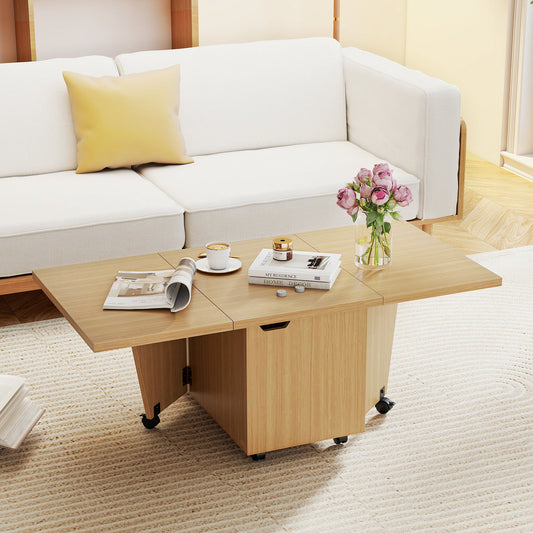 Foldable Coffee Table with Storage Cabinet Extendable Center Table - Tampa Home & Garden Store