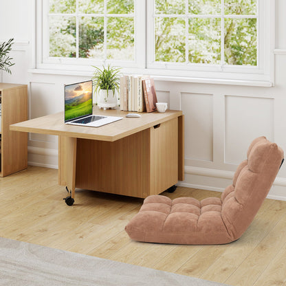 Foldable Coffee Table with Storage Cabinet Extendable Center Table