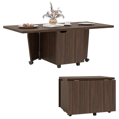 Foldable Coffee Table with Storage Cabinet Extendable Center Table