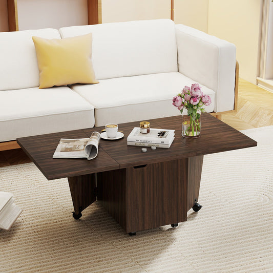 Foldable Coffee Table with Storage Cabinet Extendable Center Table - Tampa Home & Garden Store