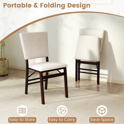 Foldable Dining Chair Set of 4 Armless Kitchen Chair with Padded Seat and Tilt Backrest - Tampa Home & Garden Store