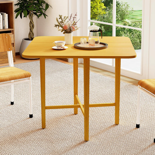 Foldable Dining Table for 2-4 People with Rubber Wood Legs for Small Space - Tampa Home & Garden Store