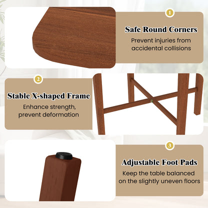Foldable Dining Table for 2-4 People with Rubber Wood Legs for Small Space