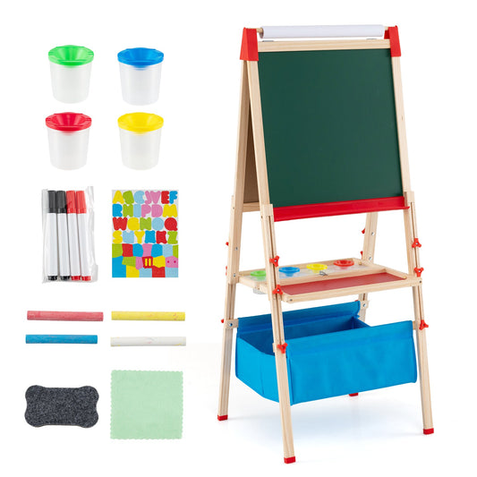 Foldable Double-sided Easel with Magnetic Chalkboard for Kids-Multicolor - Tampa Home & Garden Store