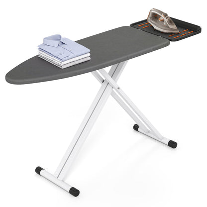 Full-size foldable ironing board with 7 adjustable heights, gray top and white frame on Tampa Home & Garden Store