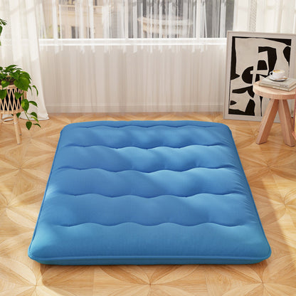 Colchón Futón Plegable con Funda Lavable y Bolsa de Transporte para Acampar Azul-Tamaño Matrimonial