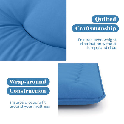 Colchón Futón Plegable con Funda Lavable y Bolsa de Transporte para Acampar Azul-Tamaño Matrimonial