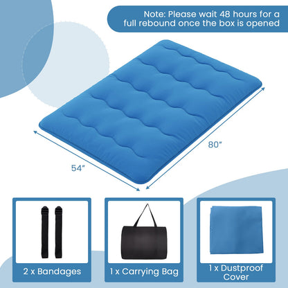Colchón Futón Plegable con Funda Lavable y Bolsa de Transporte para Acampar Azul-Tamaño Matrimonial