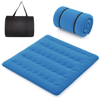 Colchón Futón Plegable con Funda Lavable y Bolsa de Transporte para Acampar Azul-Tamaño Matrimonial