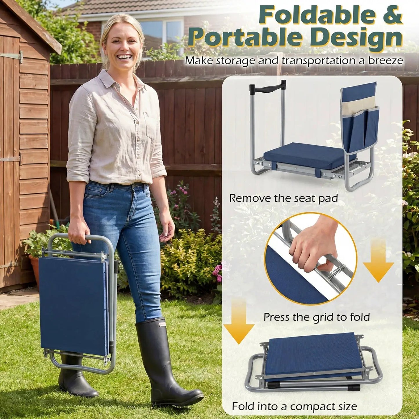 Foldable Garden Kneeler and Seat For Seniors