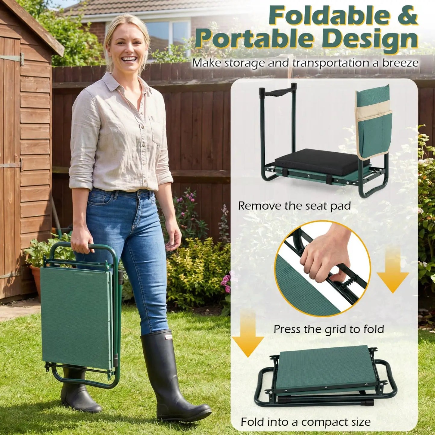 Foldable Garden Kneeler and Seat For Seniors