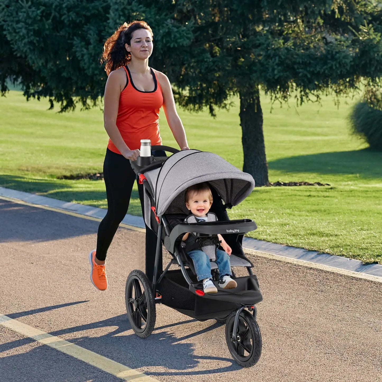 Foldable Jogging Stroller with Detachable Tray