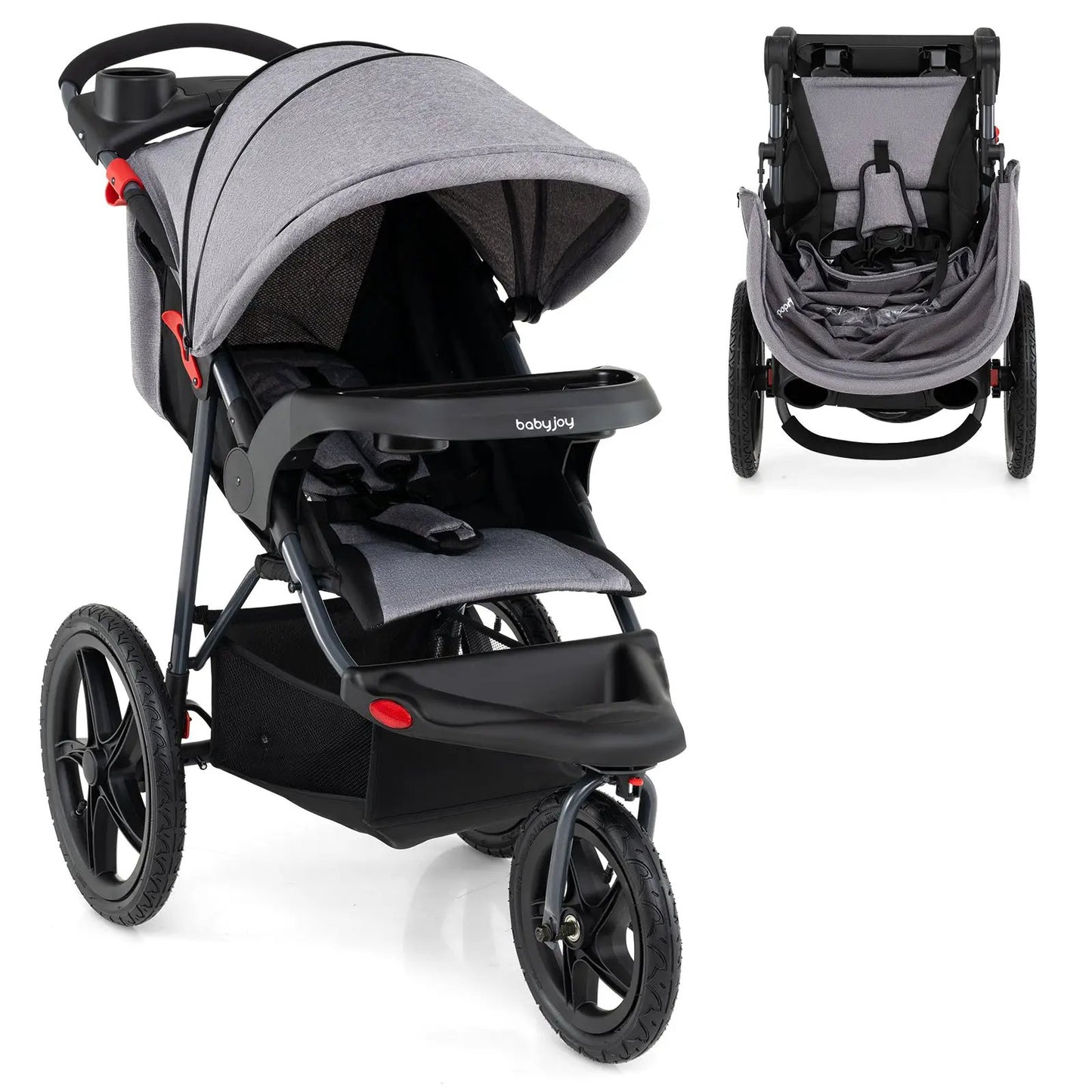 Foldable Jogging Stroller with Detachable Tray