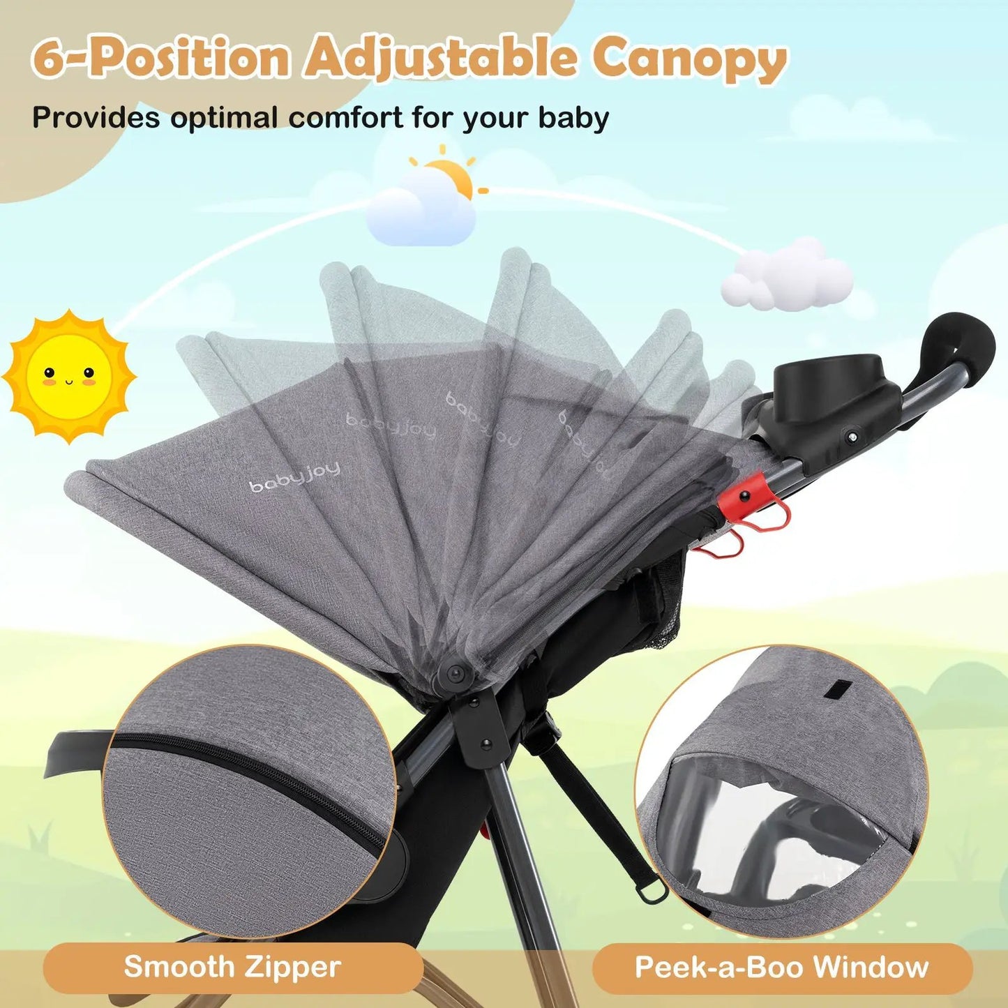 Foldable Jogging Stroller with Detachable Tray