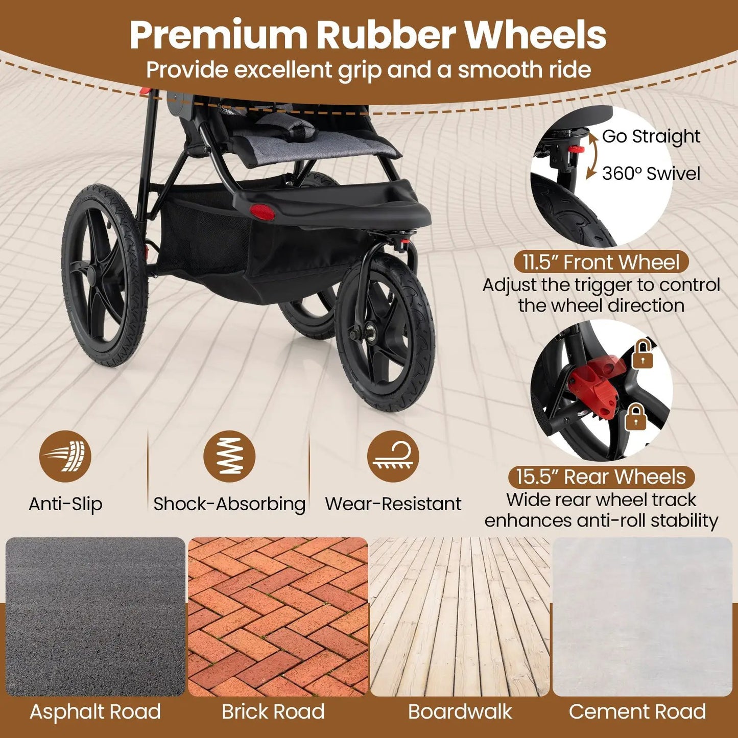 Foldable Jogging Stroller with Detachable Tray