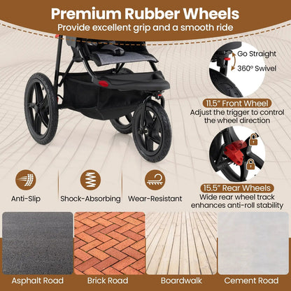 Foldable Jogging Stroller with Detachable Tray