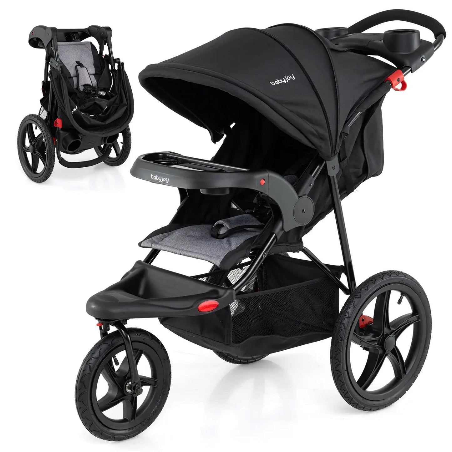Foldable Jogging Stroller with Detachable Tray