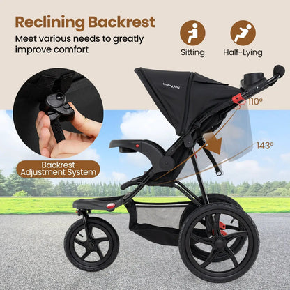 Foldable Jogging Stroller with Detachable Tray