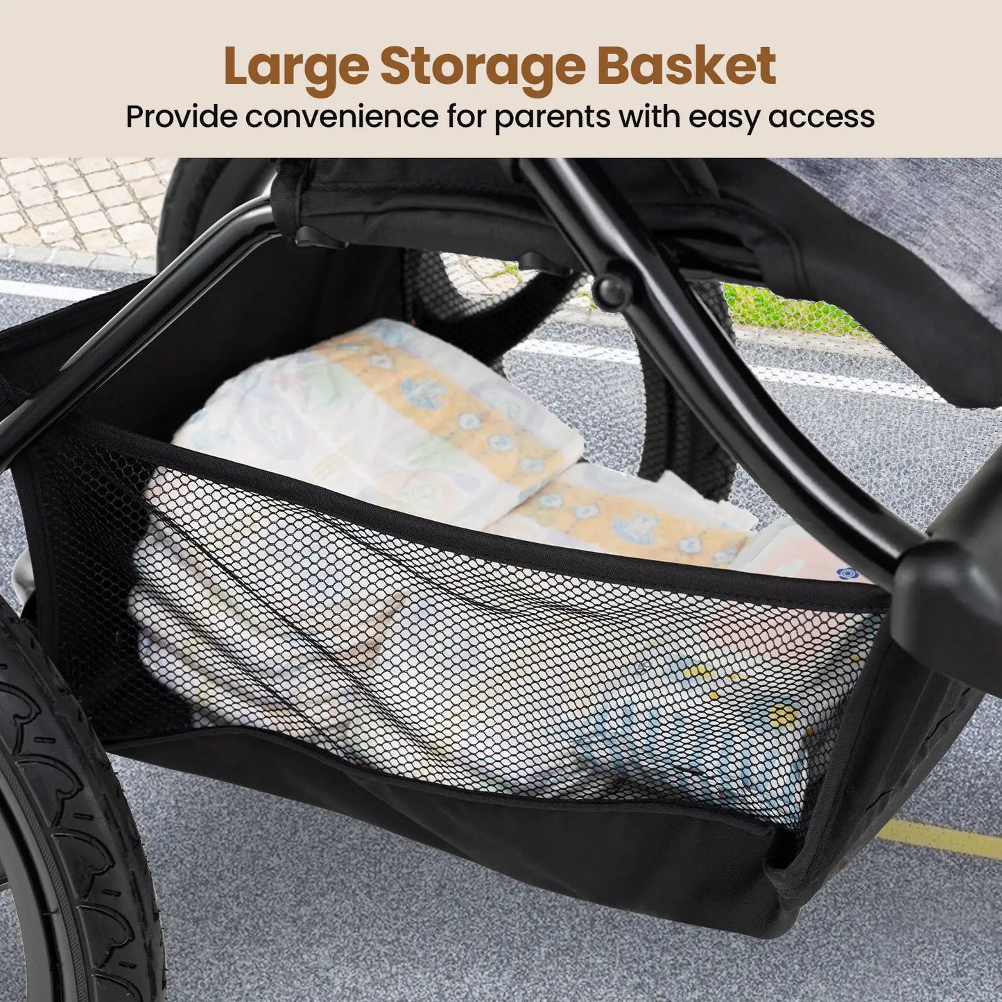 Foldable Jogging Stroller with Detachable Tray