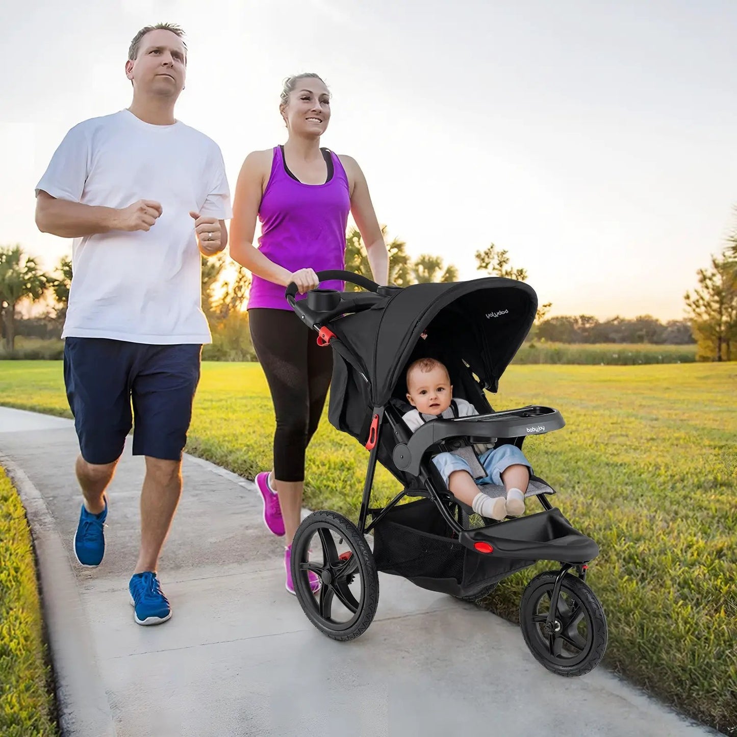 Foldable Jogging Stroller with Detachable Tray