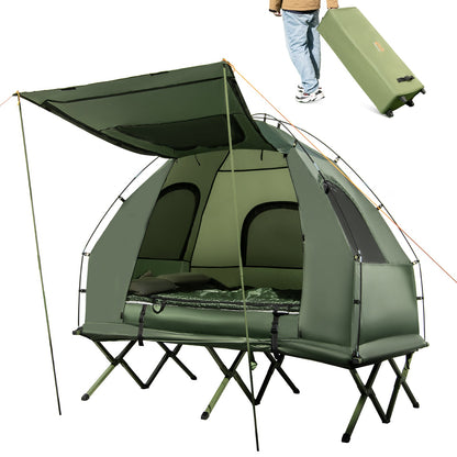 GemGear 5-in-1 2-person foldable camping tent cot with air mattress, green on Tampa Home & Garden Store