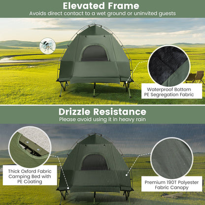 GemGear 5-in-1 2-person foldable camping tent cot with air mattress and sleeping bag olive green on Tampa Home & Garden Store