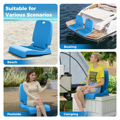 Silla plegable de piscina para exterior con asa y respaldo - Azul