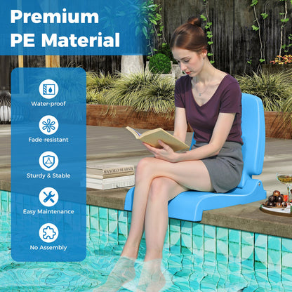 Silla plegable de piscina para exterior con asa y respaldo - Azul
